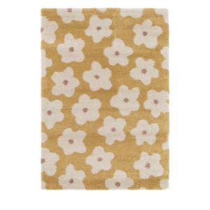 Tapis contemporain floral - 160x230cm Jaune moutarde Polypr…