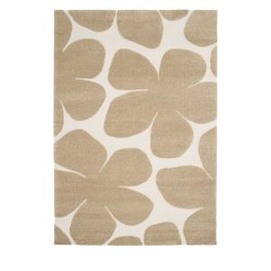 Tapis contemporain floral en relief - 200x290cm Beige Polyp…