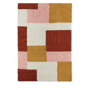 Tapis contemporain géométrique - 80x140cm Terracotta Polypr…