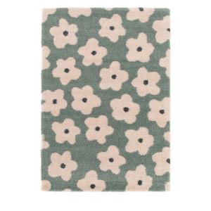 Tapis contemporain motif floral - 120x170cm Vert de gris Po…