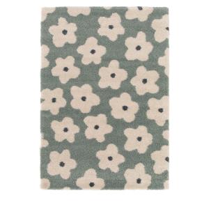 Tapis contemporain motif floral - 160x230cm Vert de gris Po…