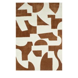 Tapis contemporain motif géométrique - 160x230cm Marron Pol…