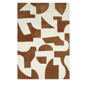 Tapis contemporain motif géométrique - 200x290cm Marron Pol…