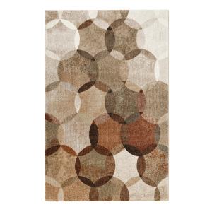 Tapis contemporain motifs cercles bruns 133x200