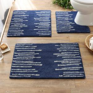 Tapis contour wc 50x45 bleu en polyester 1850 g/m²