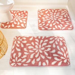 Tapis contour wc 50x45 rose en polyester 1800 g/m²