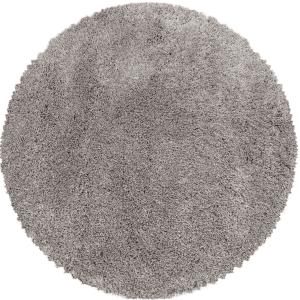 Tapis cosy rond à poils longs greige 120x120cm