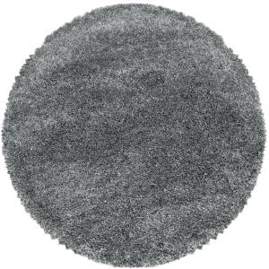 Tapis cosy rond à poils longs gris 200x200cm