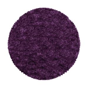 Tapis cosy rond à poils longs violet 120x120cm