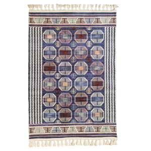 Tapis coton bleu 80 x 150 cm