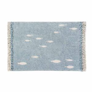 Tapis coton bleu motif poissons 120x190cm