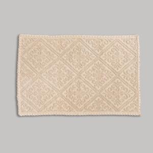 Tapis coton motif classique et dentelle beige 60x90
