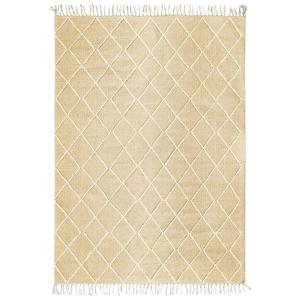 Tapis coton motif croisillons en laine épaisse naturel 120x…