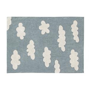 Tapis coton motif nuage bleu 120x160