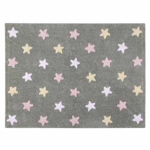 Tapis coton motif petites étoiles 3 couleurs - gris rose -…