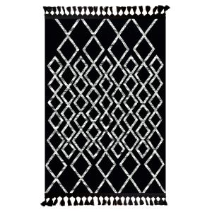 Tapis coton noir 80 x 150 cm