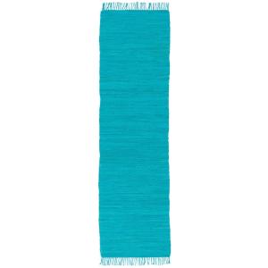 Tapis  couloir en coton turquoise 60x120 cm