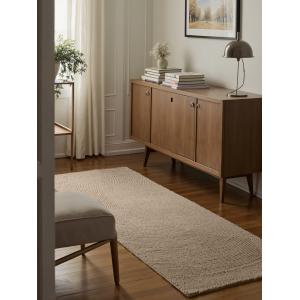Tapis couloir en Laine motifs arcs Beige 80x200cm