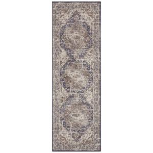 Tapis couloir Vintage Oriental RANIA Crème et Bleu 80x200cm