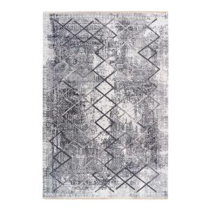 Tapis courbe baroque en polyester gris 150x230