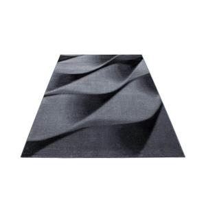 Tapis courbe contemporaine en polypropylène noir 120x170