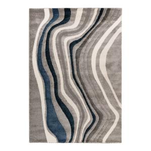 Tapis courbe design en polypropylène bleu 120x170