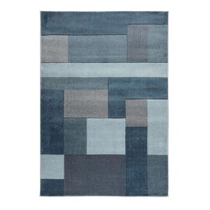 Tapis cubisme  en polypropylène bleu jeans 120x170