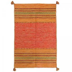 Tapis d'entrée, kilim tissé main en coton, ethnique, orange…