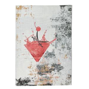 Tapis d'été tissé pour l'extérieur rouge multicolore 130x19…