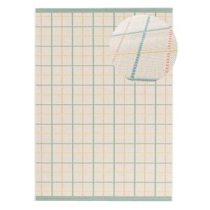 Tapis d'extérieur à carreaux beige/vert/rose 160x230 cm