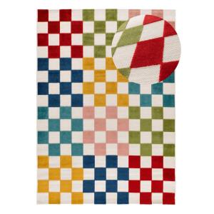 Tapis d'extérieur en damier a relief multicolore 120x170 cm
