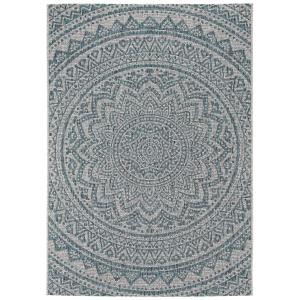 Tapis d'extérieur & intérieur beige/bleu 140x200