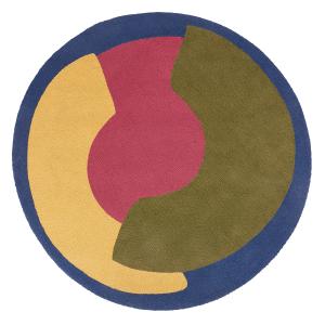 Tapis d'extérieur rond motifs multicolores D180