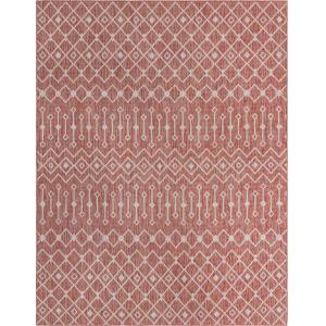 Tapis d'extérieur rouge à motif blanc -120x160