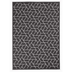 Tapis d' extérieur terrasse, kilim reversible noir et crème…