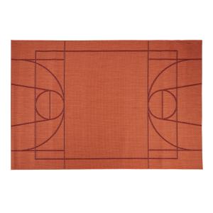 Tapis d'extérieur tissé motif terrain de basket terracotta…