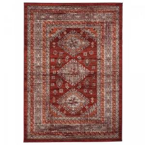 Tapis d'orient motif ethnique, idéal pour une chambre, roug…