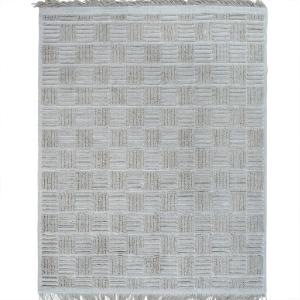 Tapis damier en jute naturel artisanal reliefs beige 160x230