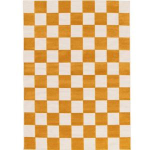 Tapis damier en relief moderne jaune écru 160x230