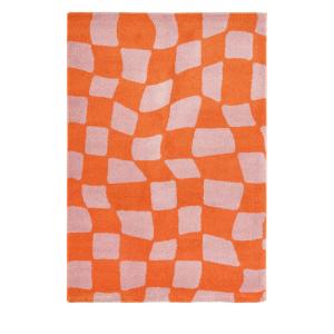 Tapis damiers - 120x160cm Orange Polypropylène