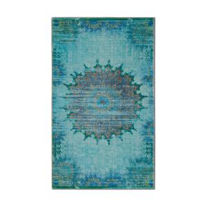 Tapis de bain bleu turquoise motif oriental vintage imprimé…