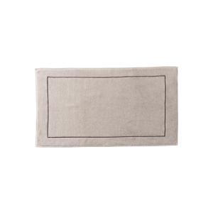 Tapis de bain coton bouclette brodé marron 50x90