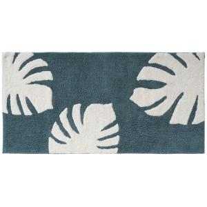 Tapis de bain déco feuilles coton tufté 60x120cm