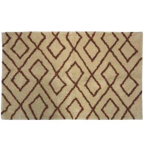 Tapis de bain déco géométrique coton 50x80cm beige