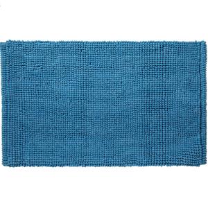 Tapis de bain en polycoton uni bleu 50x80cm