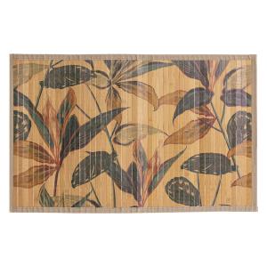 Tapis de bain lattes bambou feuillage exotique - 50x80cm