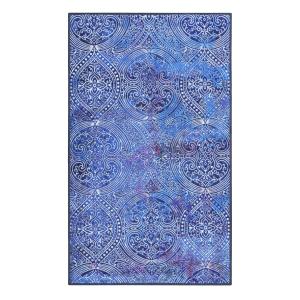 Tapis de bain motif paisley bleu vintage 60x100