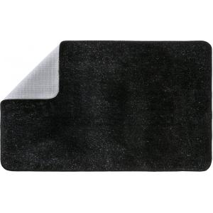 Tapis de bain uni en polyester noir avec fils dorés 50x80cm