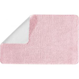 Tapis de bain uni en polyester rose 50x80cm