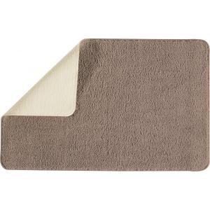 Tapis de bain uni en polyester taupe 50x80cm